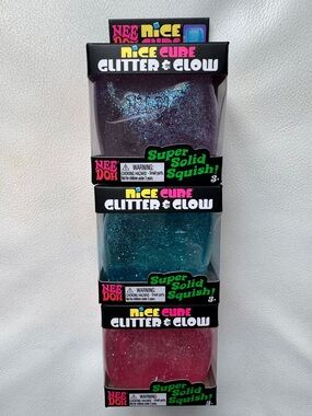 SHIPS TODAY! Nee Doh Nice Cube Glitter Glow Blue Purple Pink Squishy Viral New